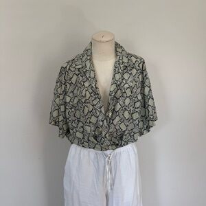 vintage 100% silk snake print blouse